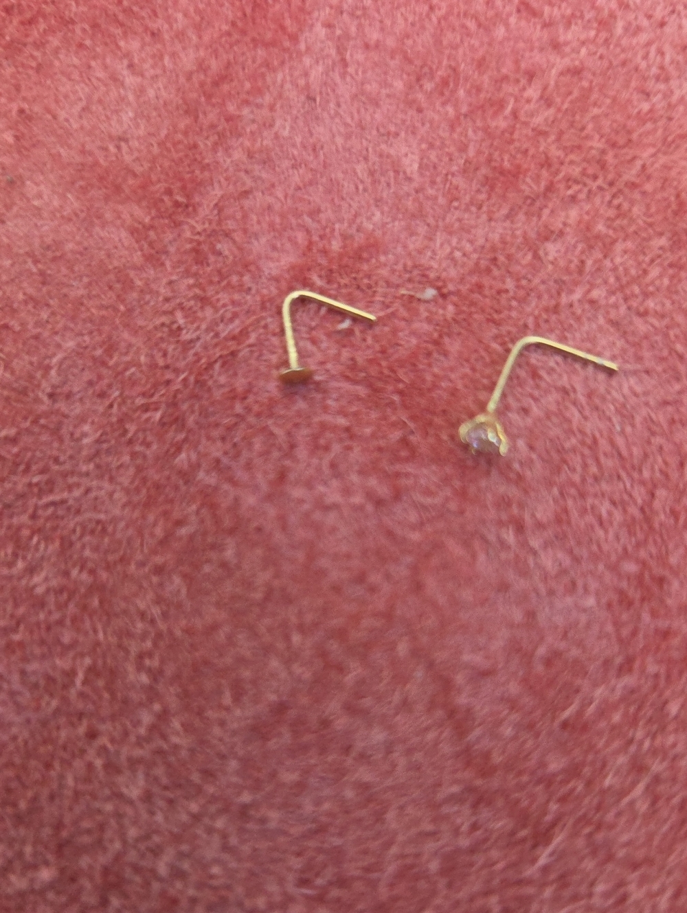 Gold Nose Studs with Clear Gem - Women Jewelry